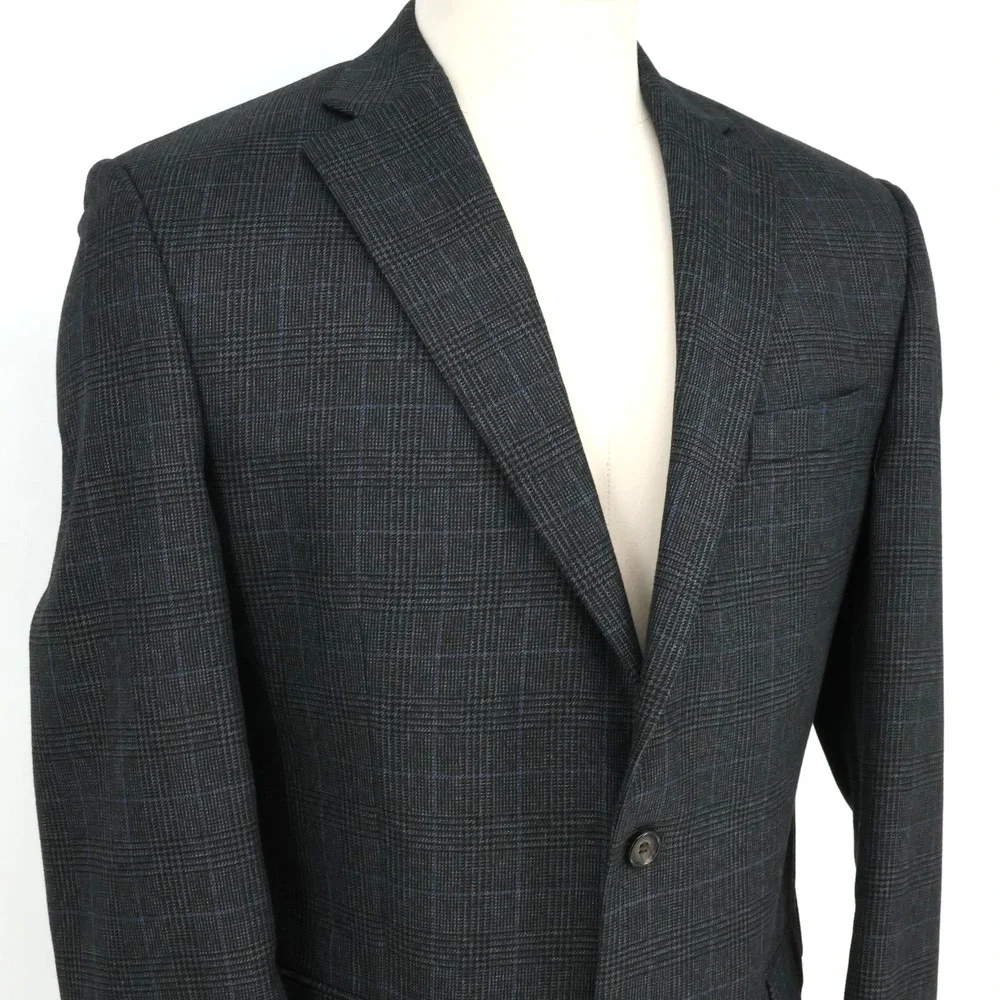 Lauren Ralph Lauren Sport Coat Mens 42L Dark Gray Glen Plaid Jacket Career
